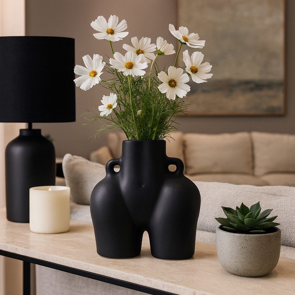 Decorative Vase - Ceramic Abstract Half Body Shape,8in