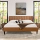 preview thumbnail 142 of 160, Aspen Vertical Tufted Upholstered Platform Bed Caramel Tan Brown Faux Leather - King