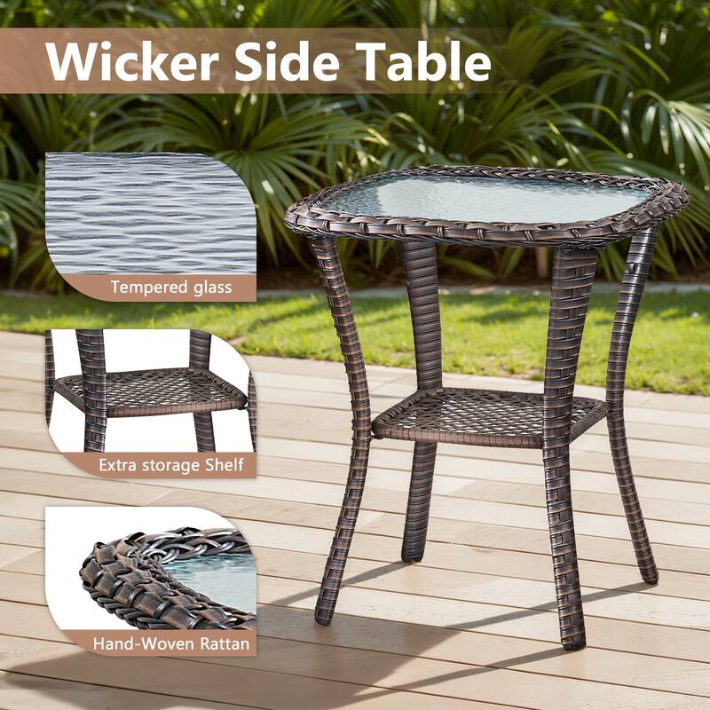 Gymojoy Outdoor Patio Chaise Lounge Chair, Luxury Recliner with 6-Position Backrest & 5-Inch Cushions Set of 2 with Side Table