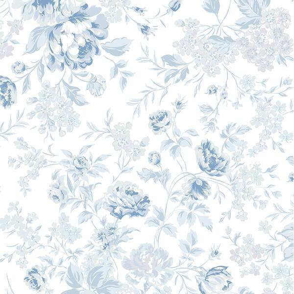 slide 2 of 4, Shabby Chic by Rachel Ashwell Romantic Rose Blue Wallpaper