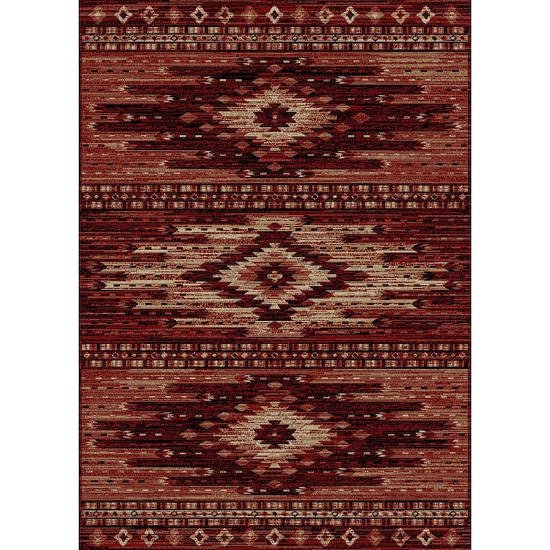 Lodge King Diamond Head Southwestern Lodge Area Rug - 5'3"x7'7" - Red