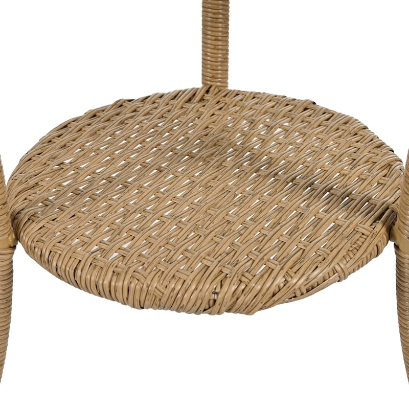 3 Pieces Rattan Bistro Set with A Glass Round Table for Patio