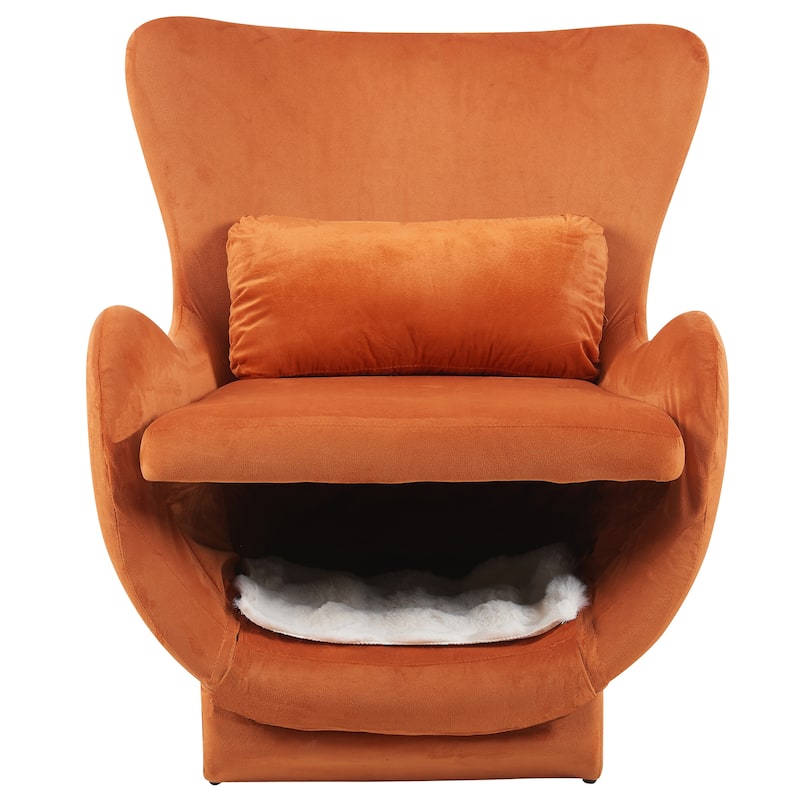 Furniture Style 2 in 1 Pet Friendly Modern Velvet Lounge Chair, Upholstered Back Accent Chair