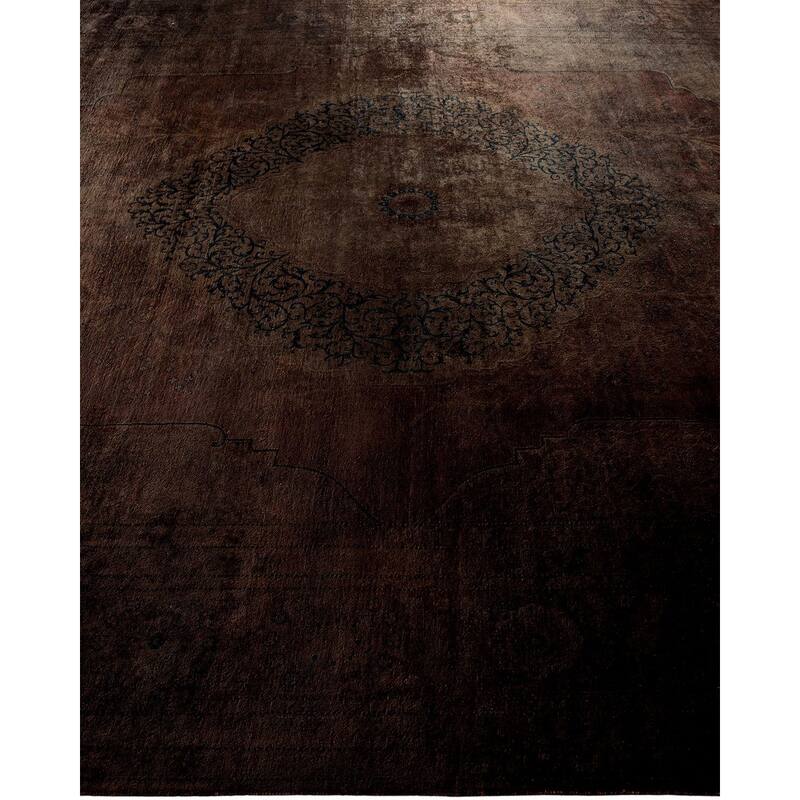 Overton Hand Knotted Wool Vintage Inspired Modern Contemporary Overdyed Black Area Rug - 8' 1" x 9' 8"