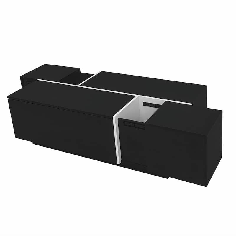 47.2''-72.7'' Extendable Coffee Table, Multi-Functional Coffee Table with High-Gloss Finish