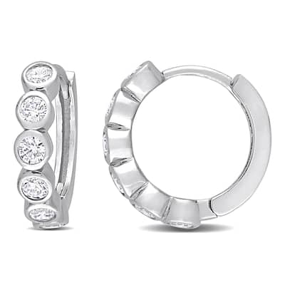 Miadora 2 1/6 CT TGW Cubic Zirconia Hoop Earrings in Sterling Silver - 3.4 mm x 15.5 mm