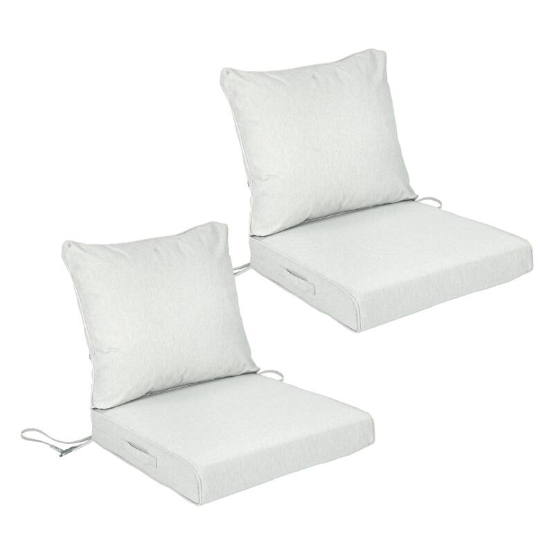 Aoodor Outdoor Deep Seat Cushion Set, Waterproof Patio Furniture Cushions with Adjustable Straps & Removable Cover, Set of 2 - 23"x26" - Gray