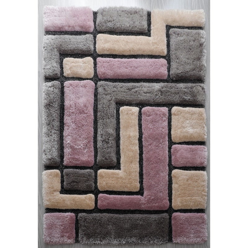 Mateos Shag Collection Geometric Area Rug - 5' X 7'