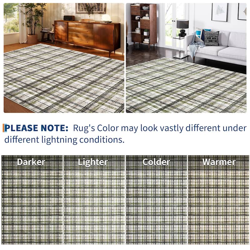 Garvee Timeless Check Washable Area Rug