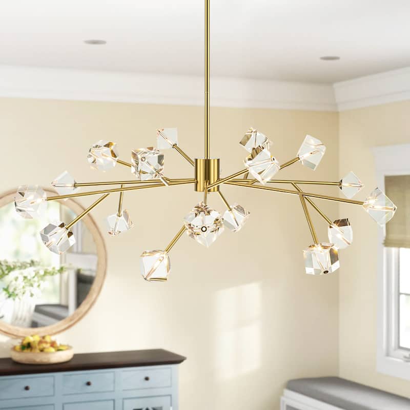 Black or Gold Big Large Modern Sputnik Crystal Chandelier for Living/ Dining Room/ Bedroom/ Foyer/ Kitchen