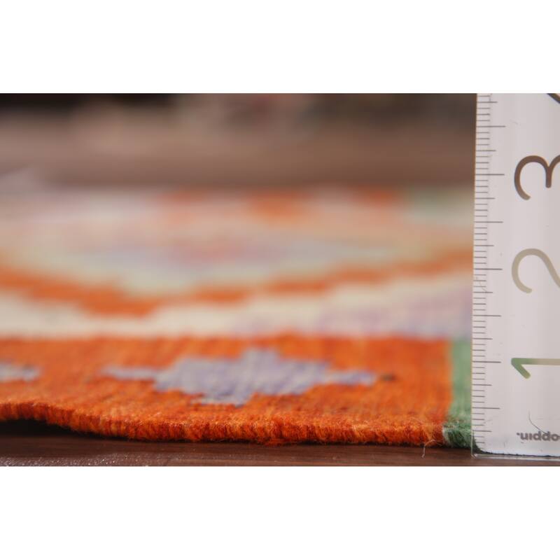 Geometric Kilim Area Rug Reversible Flatweave Foyer Wool Carpet - 3'4"x 5'0"