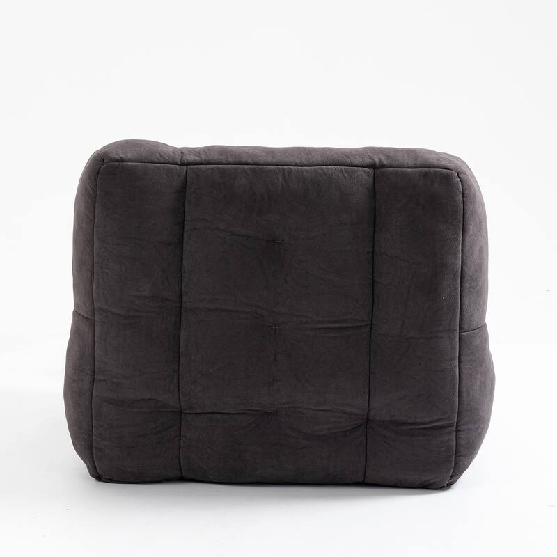 Fluffy Bean Bag Chair with Memory Foam and Ottoman, Super Soft Velvet Bean Bag for Adults & Kids, Comfortable Lazy Sofa