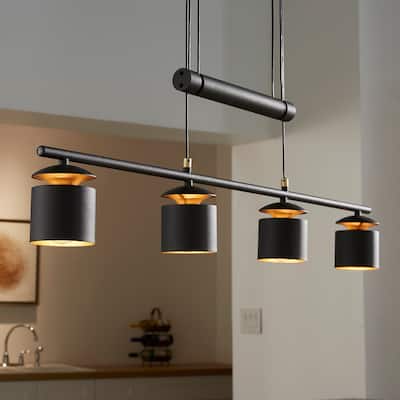 Collin Matte Black Adjustable Height 4-Cylinder Pendant Light by iNSPIRE Q Modern
