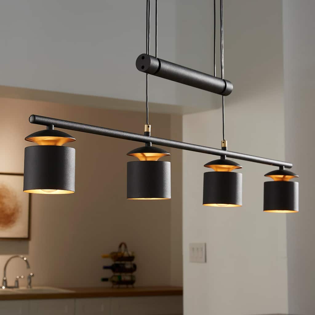 Collin Matte Black Adjustable Height 4-Cylinder Pendant Light by iNSPIRE Q Modern
