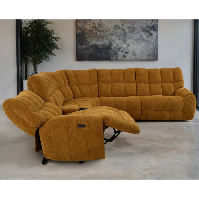 Furniture of America Aurei Modern Reclining Sectional with Console and USB Ports