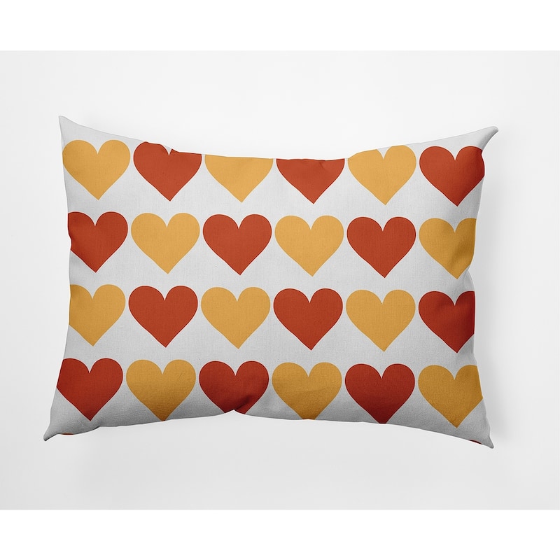 Alternating Hearts Valentine's Day Decorative Indoor Pillow - 14" x 20" - Egg Yolk
