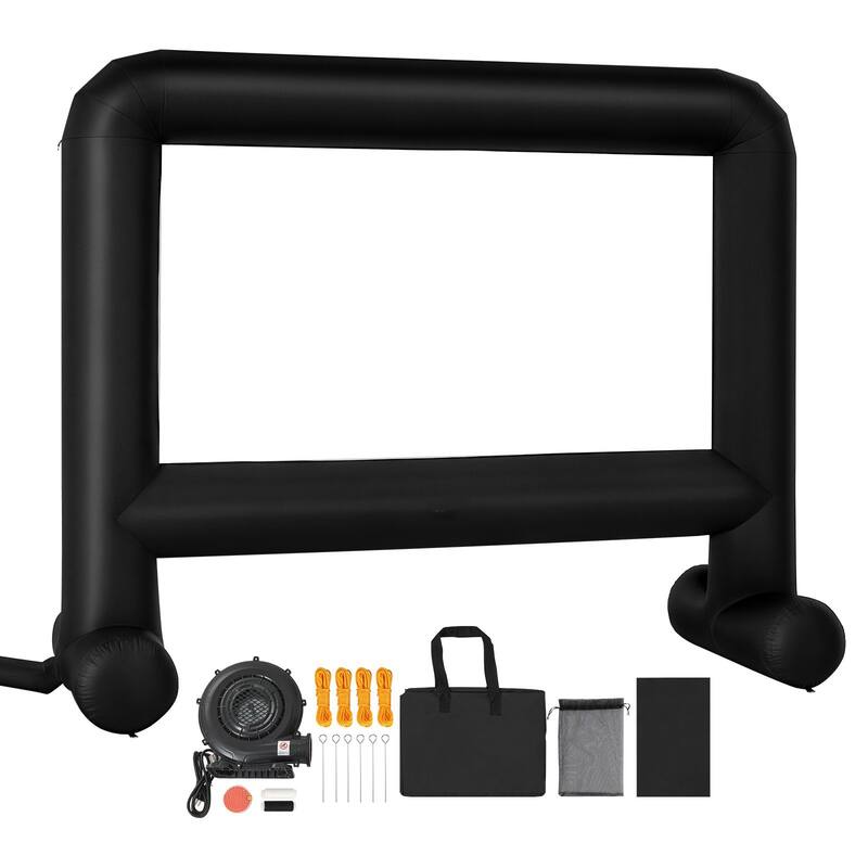 Wrinkle-Free 600D Fabric, Silent Blower Quick Setup Portable Backyard Projection Screen for Camping Parties & Home Theater - 16 FT