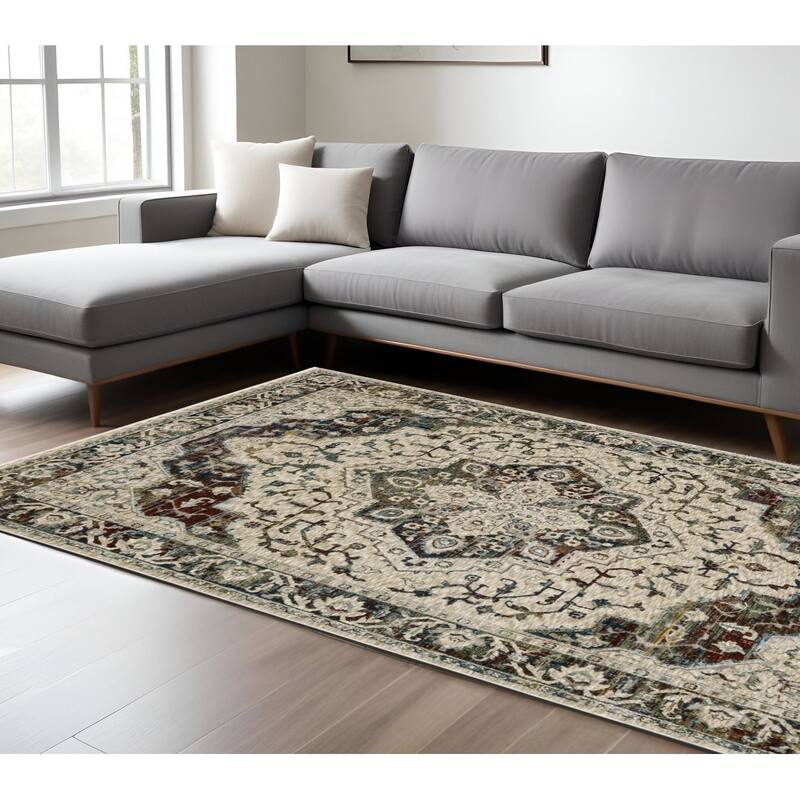 HomeRootsMedallion Traditional Runner Area Rug - 133.86' X '94.49' X '0.32