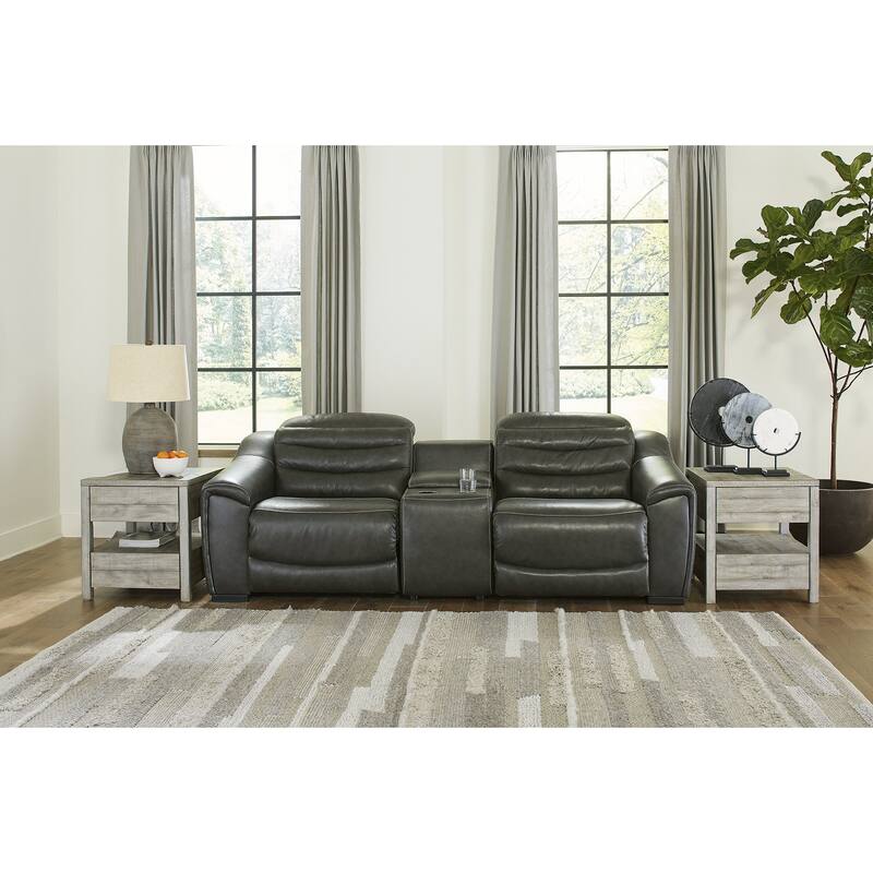 Signature Design by Ashley Center Line Gray Sofa and Loveseat - 111" W x 40" D x 35" H