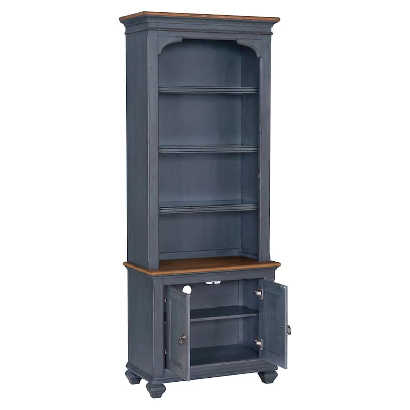 Bridgevine Home Americana 84 inch Universal Pier Bookcase, No Assembly Required, Corduroy Blue Finish