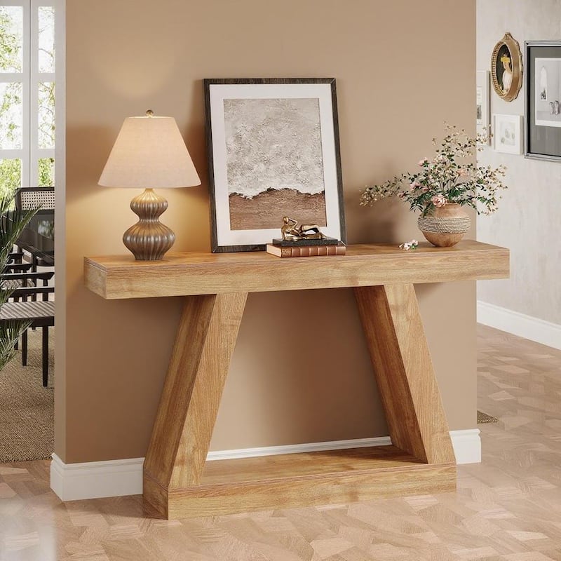 MDF Console Table with Farmhouse Rustic Style abd Storage - 55.12"W x 11.81"D x 31.5"H