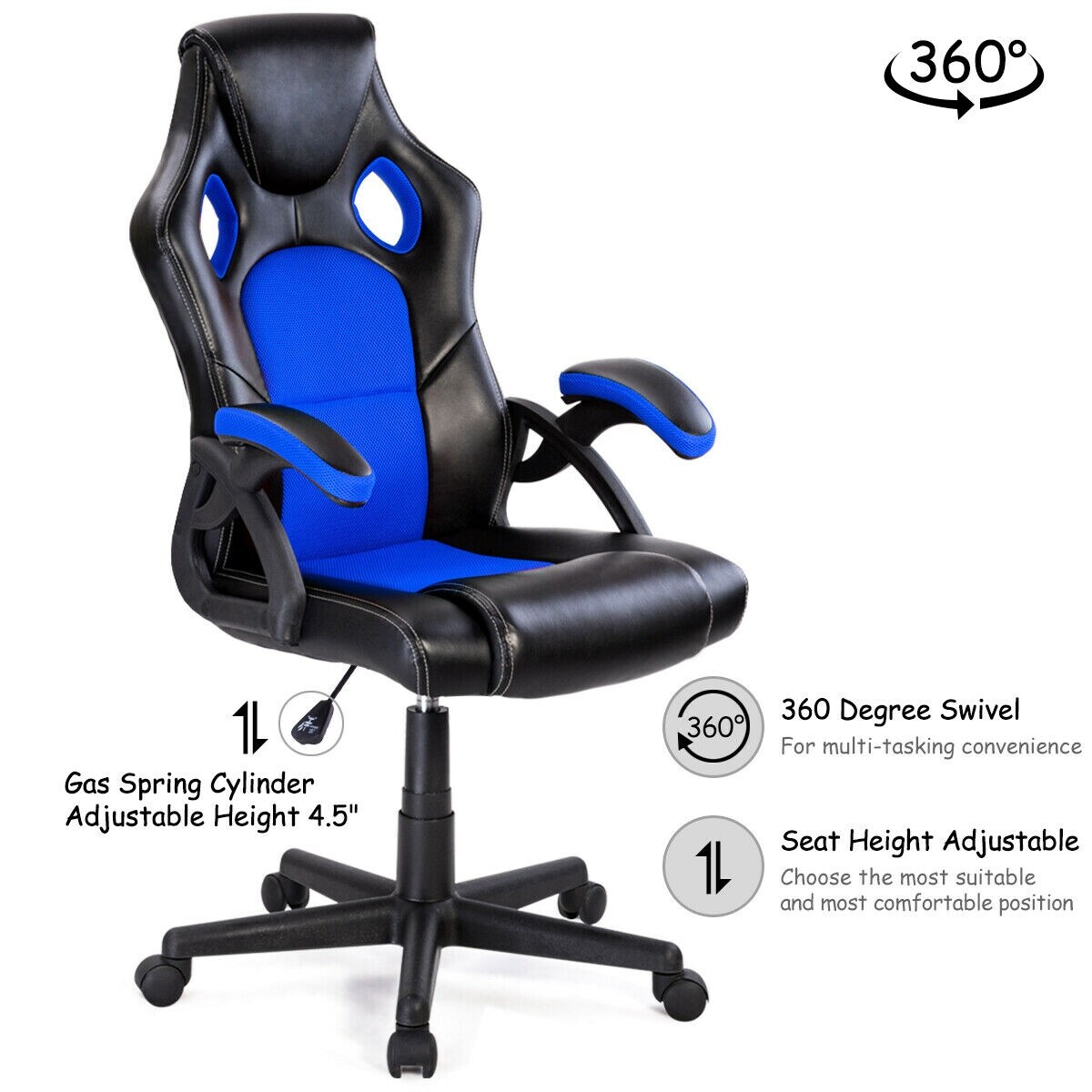Shop Costway Pu Leather Executive Bucket Seat Racing Style Office