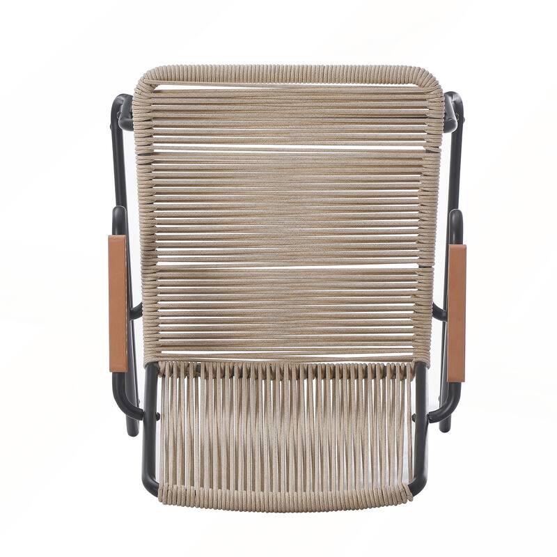 Modern Rope Weave Iron Frame Outdoor Club Chairs Set