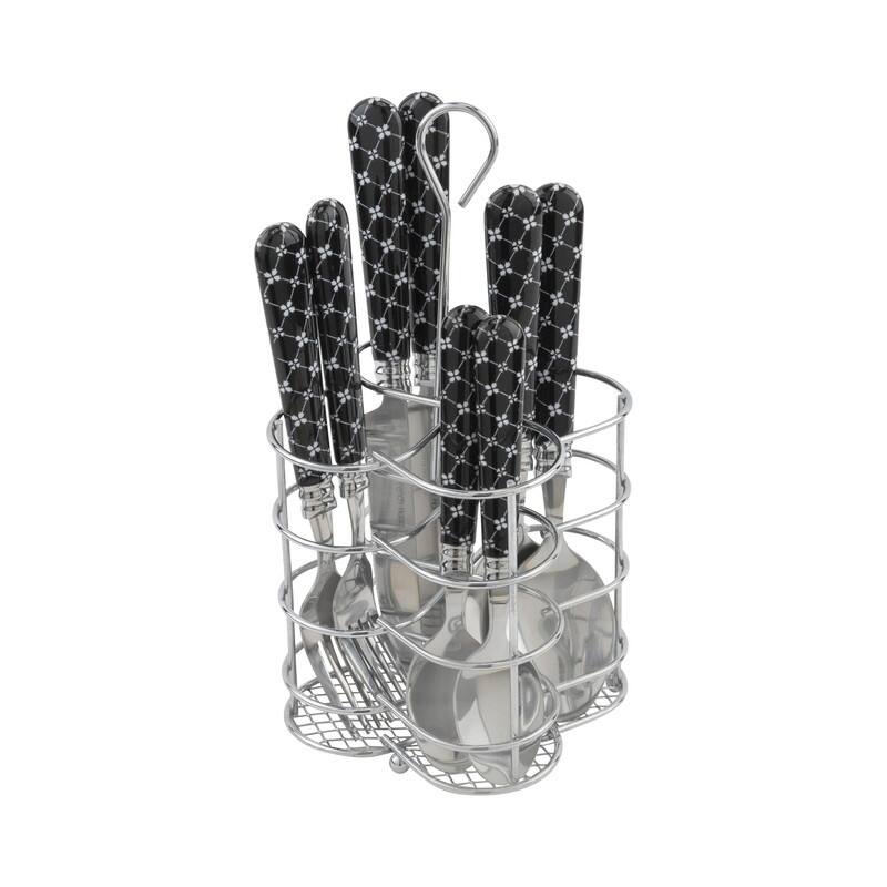 French Home Bistro 16-Piece Stainless Steel Flatware Set, Abstract Butterfly, Service for 4