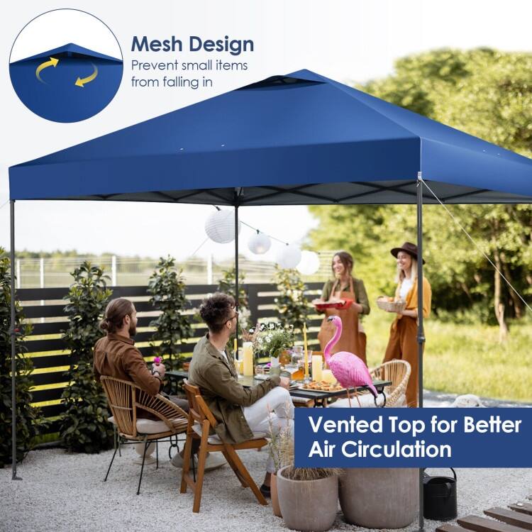 10 x 10 Feet Foldable Outdoor Instant Pop-up Canopy with Carry Bag - 10 x 10 x 6.3-9.4 ft