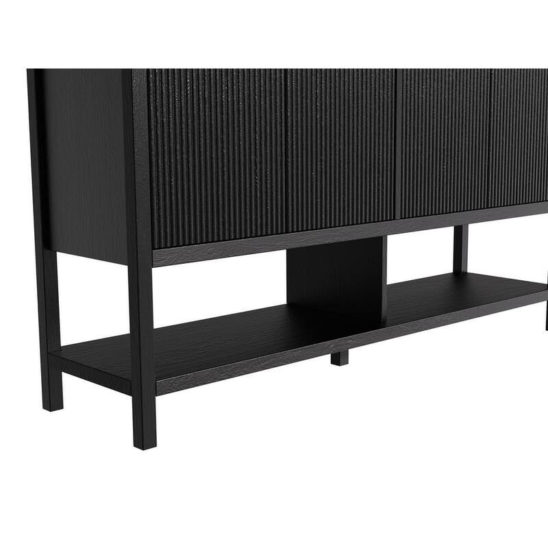 4 Doors Rustic Cabinet with Opening Shelf for Kitchen and Living Room