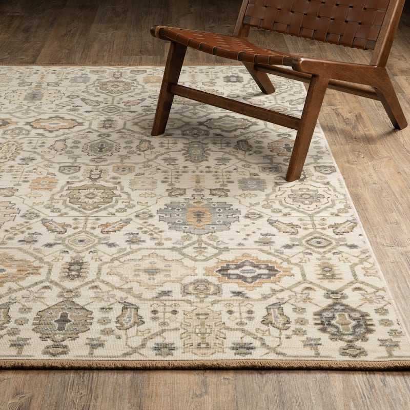 Adelaide Old World Nomadic Ivory/ Gold Wool Blend Area Rug - 9'10" x 12'10"