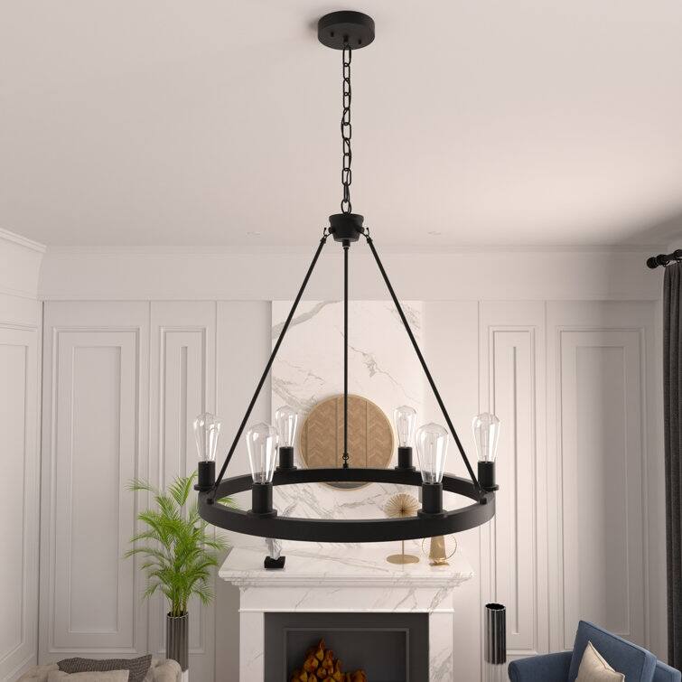 Acroma 6-light Candle Style Wagon Wheel Chandelier for dining room
