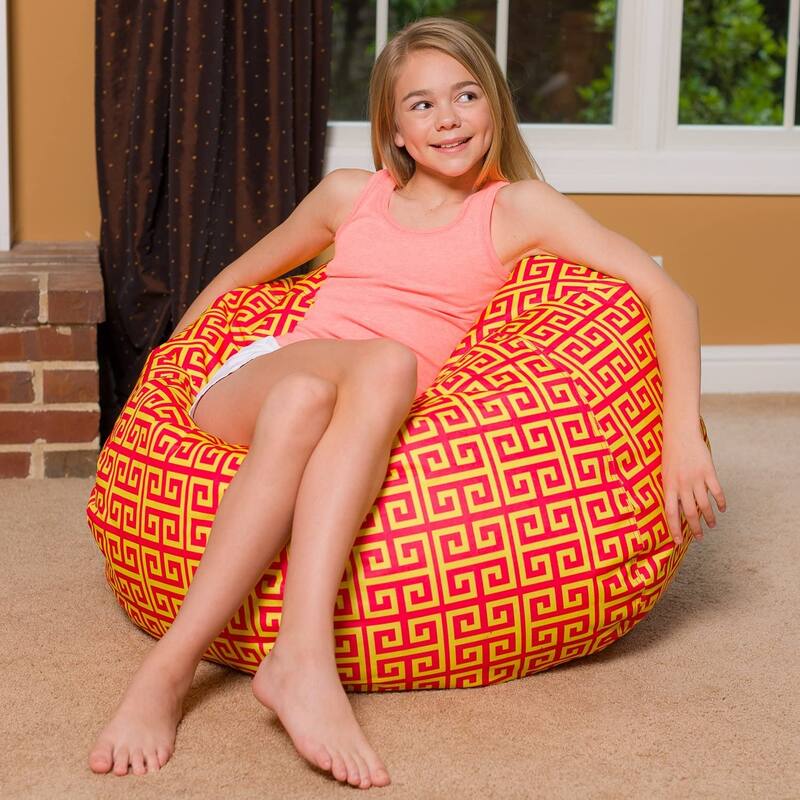 Egyptian Mod Red and Yellow Bean Bag Chair