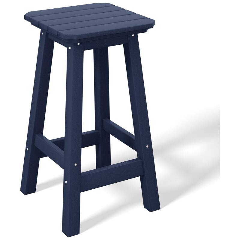Laguna Hdpe All Weather Outdoor Patio 24" Square Counter Stool - Navy Blue