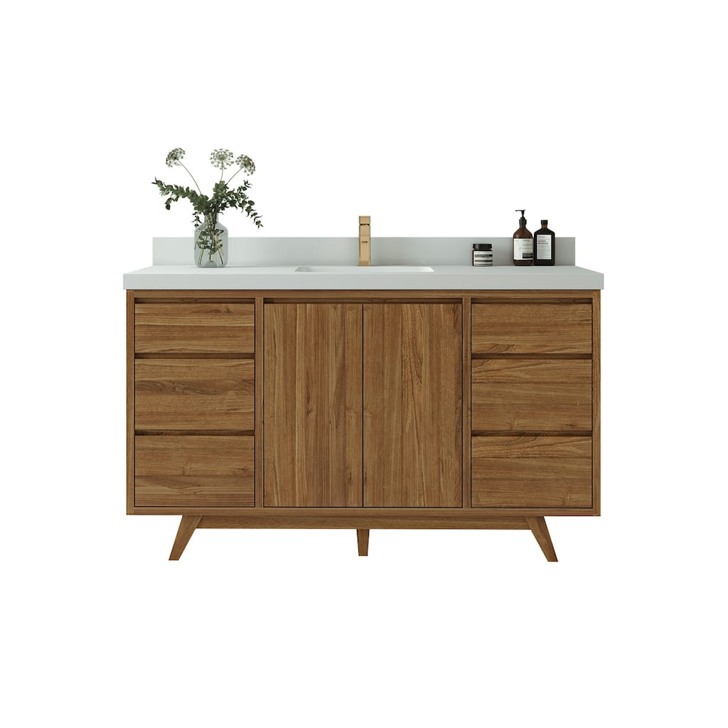Willow Collections 60 in. W x 22 in. D Madison Teak Single Sink Bathroom Vanity with Countertop