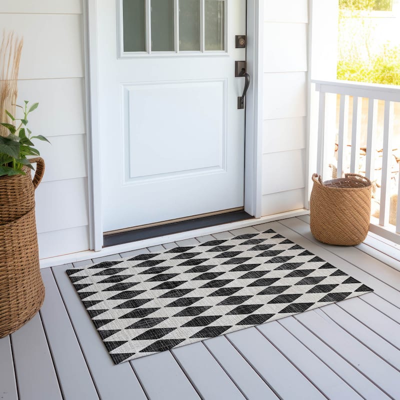 Machine Washable Indoor/ Outdoor Chantille Argyle Rug