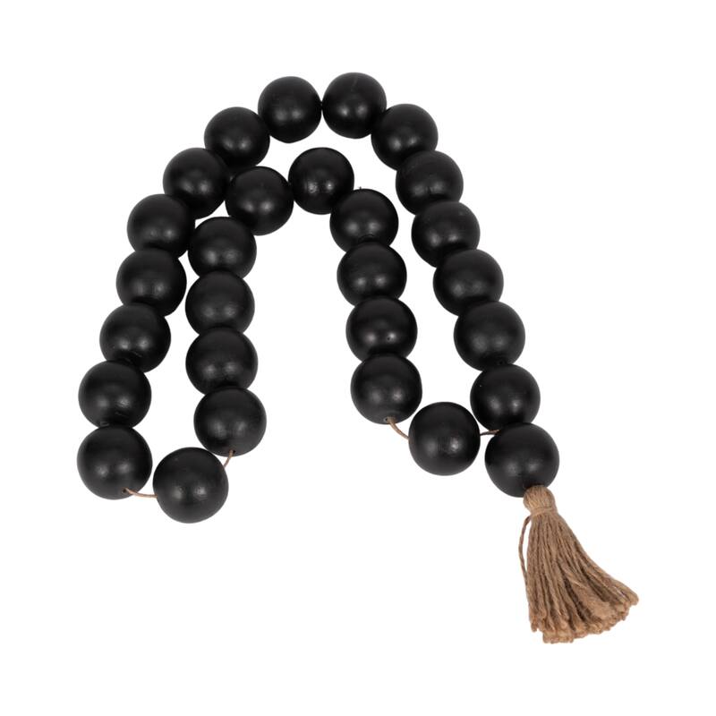 Sagebrook Home 32" Wooden Large Bead Garland with Tassels - Contemporary Mango Wood