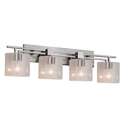 Justice Design Fusion Aero 4-light Brushed Nickel Bath Bar, Seeded Oval Shade