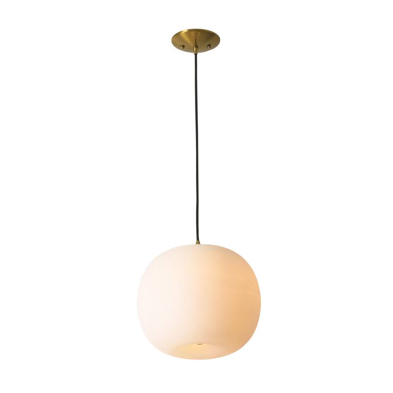 1-Light Modern Gold Hanging Pendant Light with Opal Glass Globe Lamp Shade for Kitchen Island, Bedroom