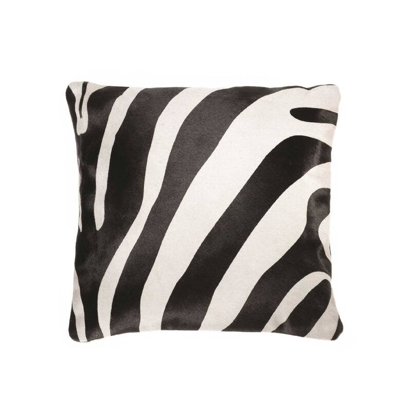 HomeRoots 18" Black and Off White Cowhide Throw Pillow