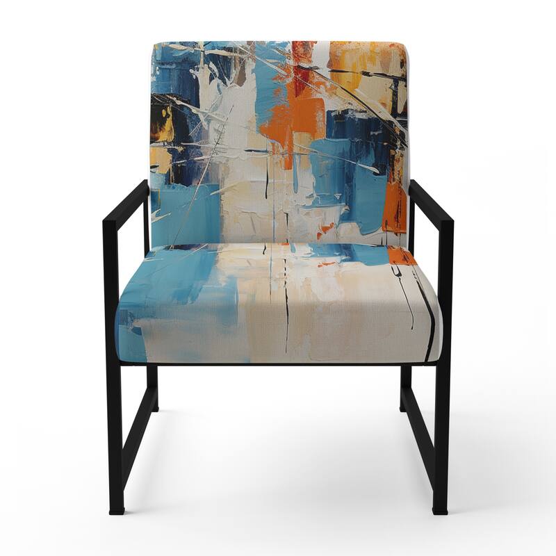 Designart "Paper Euphoria I" Upholstered Abstract Collages Accent Chair and Modern & Contemporary Arm Chair - Multiple Color