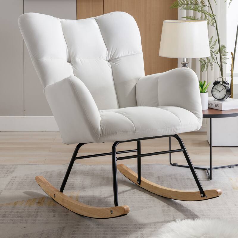 31.5" High Back Buttons Tufted Rocking Chair