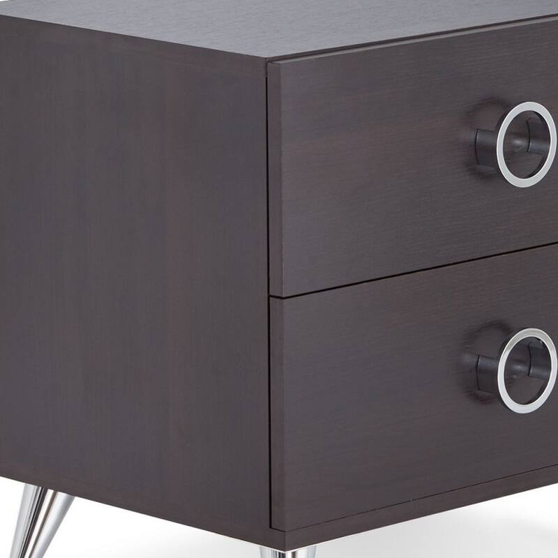 HomeRoots 20" Silver And Espresso End Table With Two Drawers - 20' X '20' X '17