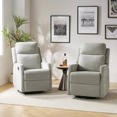 Julian Modern Swivel Rocker Manual Recliner Set of 2 by HULALA HOME