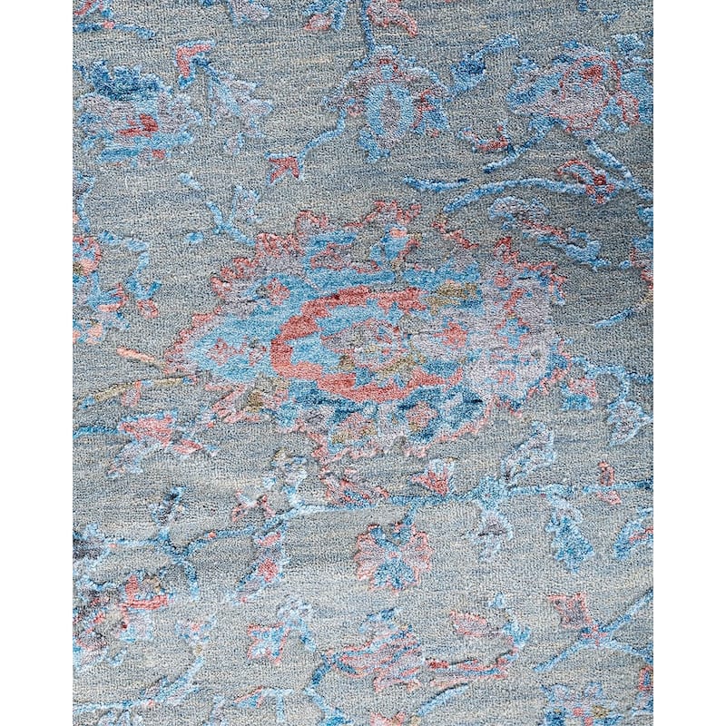 Ikat One-of-a-Kind Hand-Knotted Area Rug - Gray, 9' 0" x 12' 1" - 9' 0" x 12' 1"