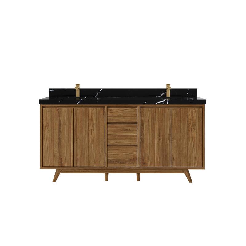 Willow Collections 72 in. W x 22 in. D s Madison Teak Double Sink Bathroom Vanity with Countertop
