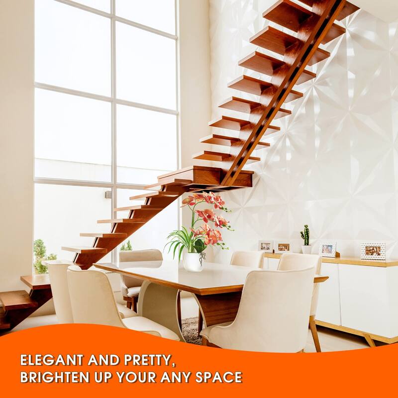 Artificial Orchid Plants and Flowers with Vase, Fake Faux Orchid in Ceramic Pot,19", Orange