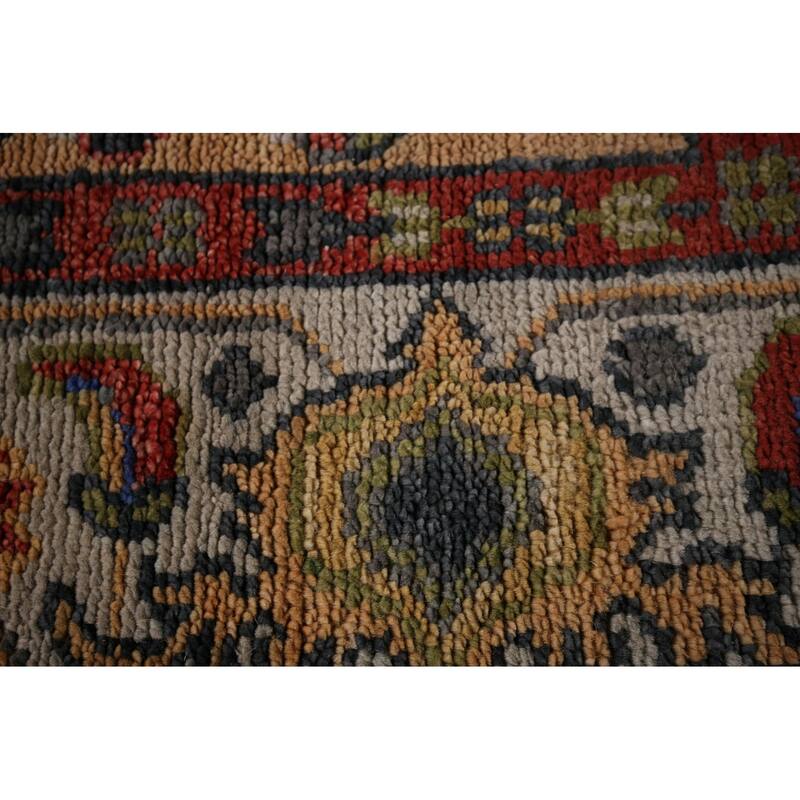 Geometric Heriz Serapi Area Rug Hand-Knotted Grey Wool Carpet - 7'11"x 10'1"