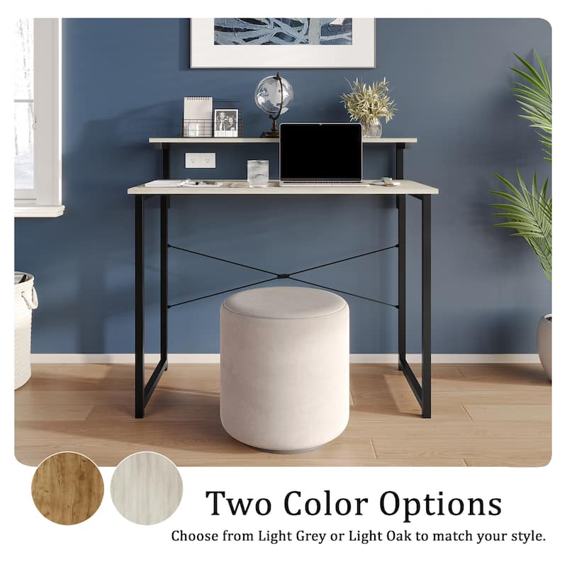 CraftPorch Minimalist 39-Inch Metal Computer Desk With Shelf