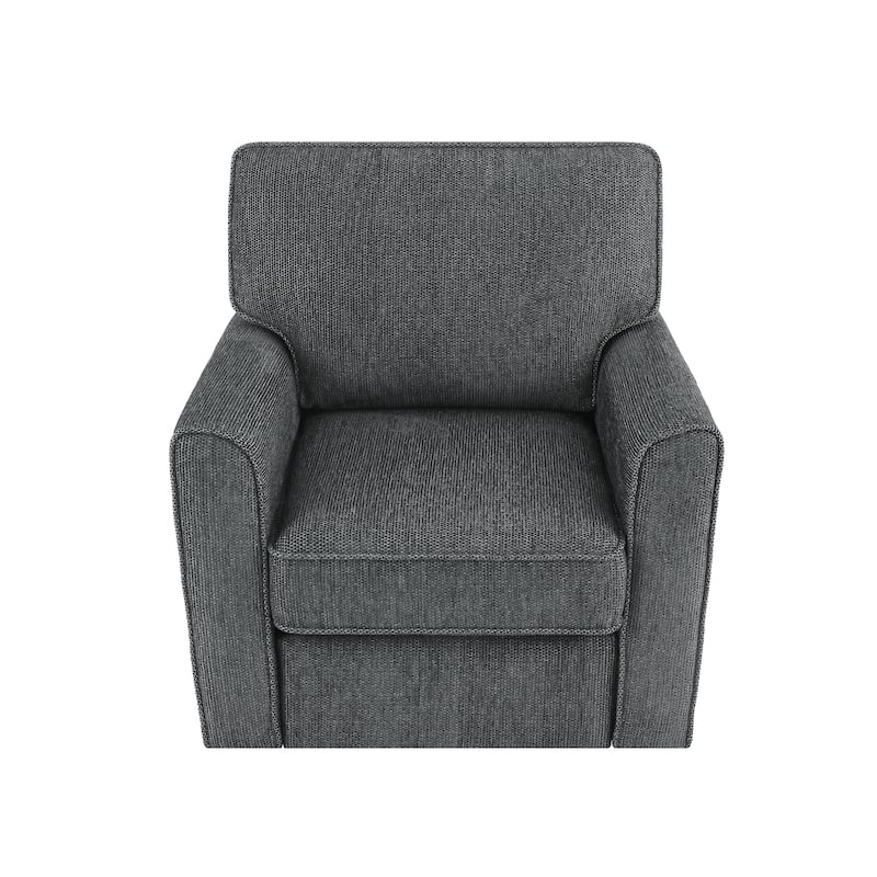 Chenille 360° Swivel Barrel Chair with Side Pockets, Ergonomic Support, and Removable Cushions